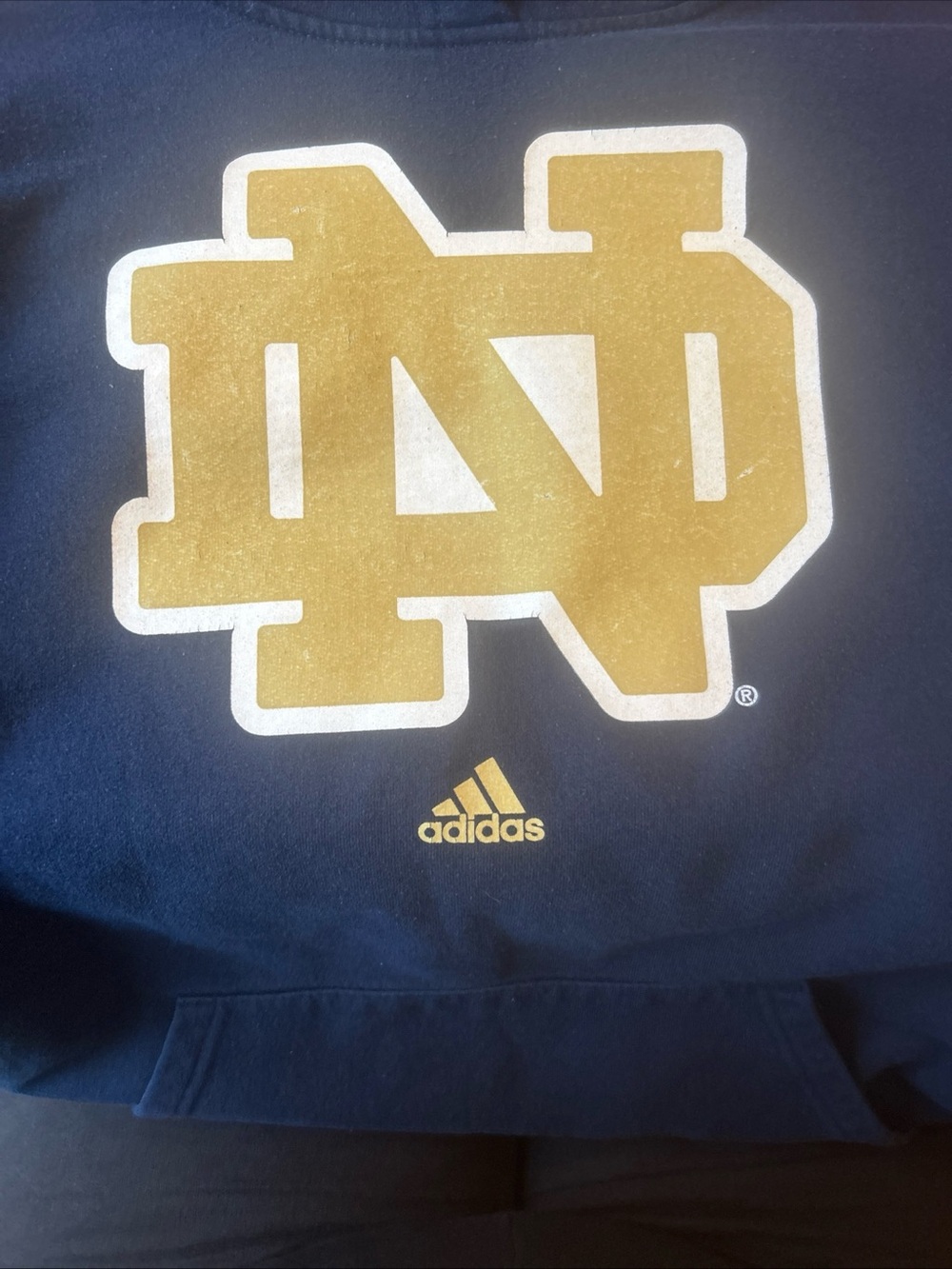 Adidas Notre Dame Fighting Irish Hoodie Mens ND LOGO XL Navy Blue Sweatshirt